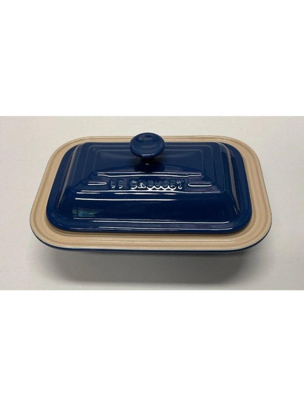 Le Creuset Heritage Stoneware Rectangular Dish w/ Lid Blue EXCELLENT